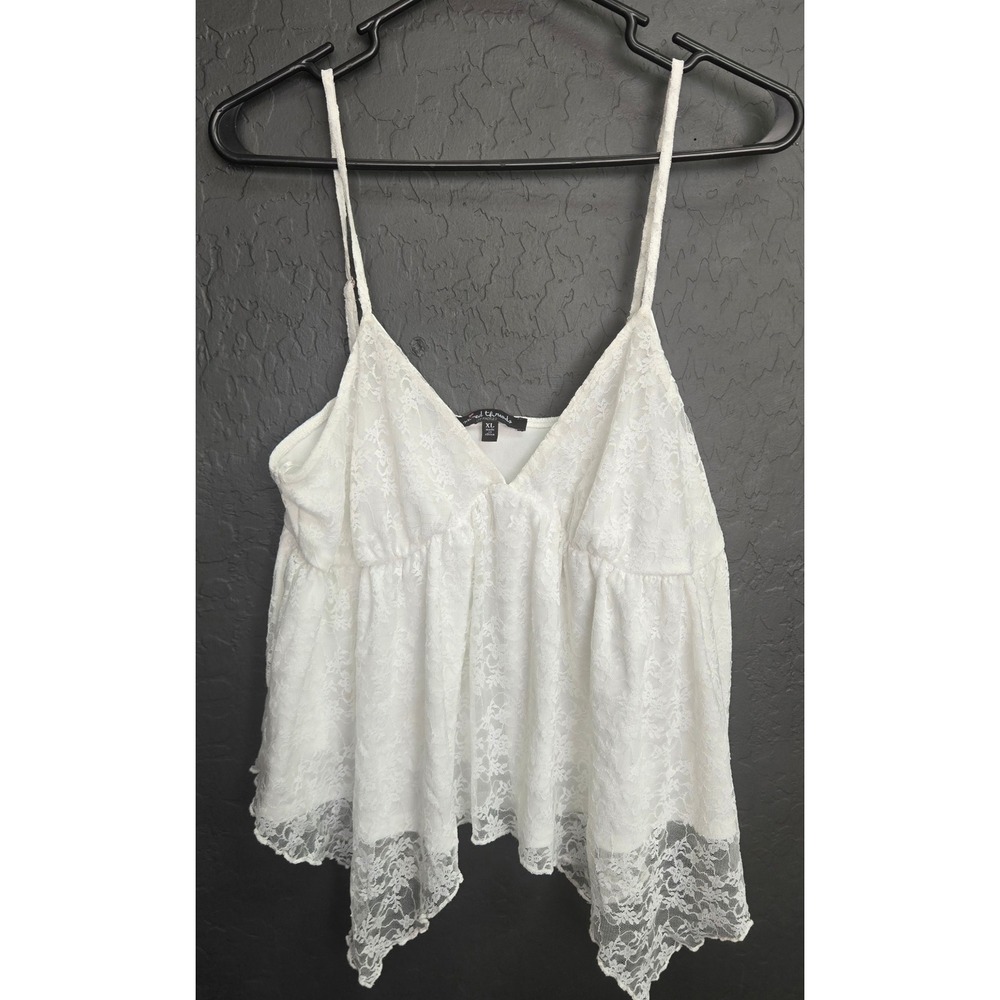 Mixed Threads White Lace Cami Tank Top Babydoll Hanky Hem Camisole Women XL